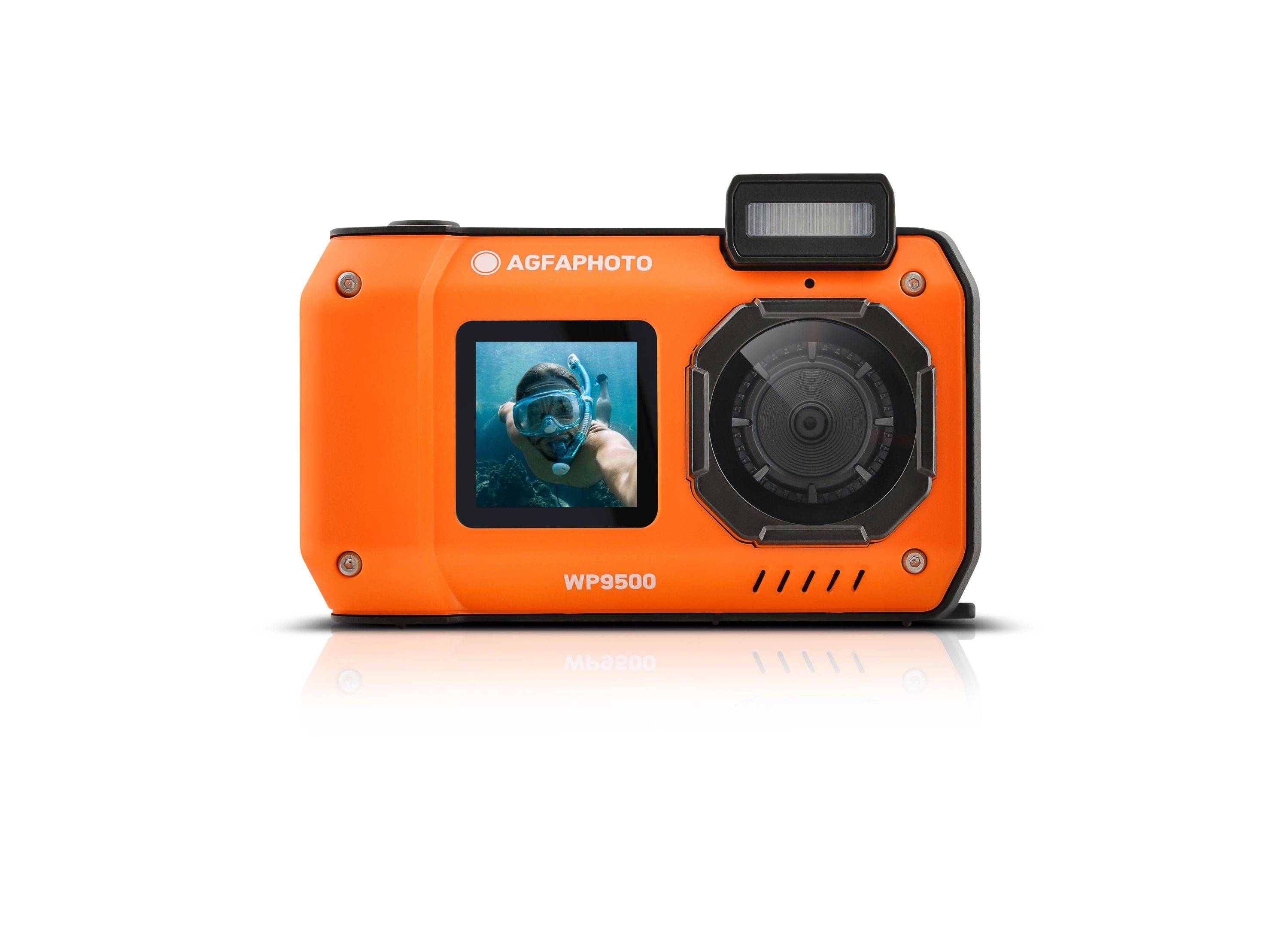 AgfaPhoto Realishot WP9500 – Wasserdichte Digitalkamera Orange - 24 MP, 18X Digitalzoom, 4K Videoaufnahme