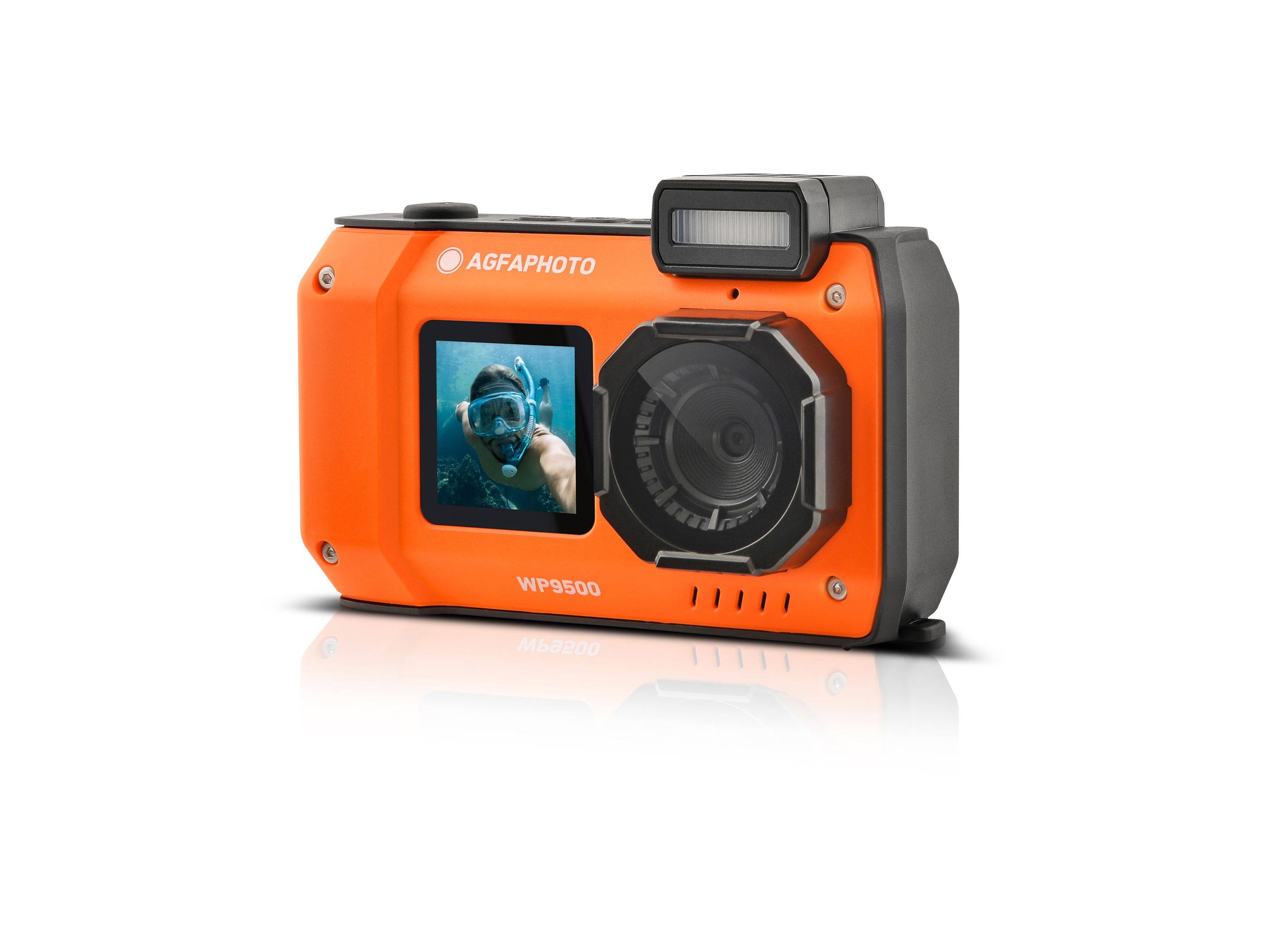 AgfaPhoto Realishot WP9500 – Wasserdichte Digitalkamera Orange - 24 MP, 18X Digitalzoom, 4K Videoaufnahme
