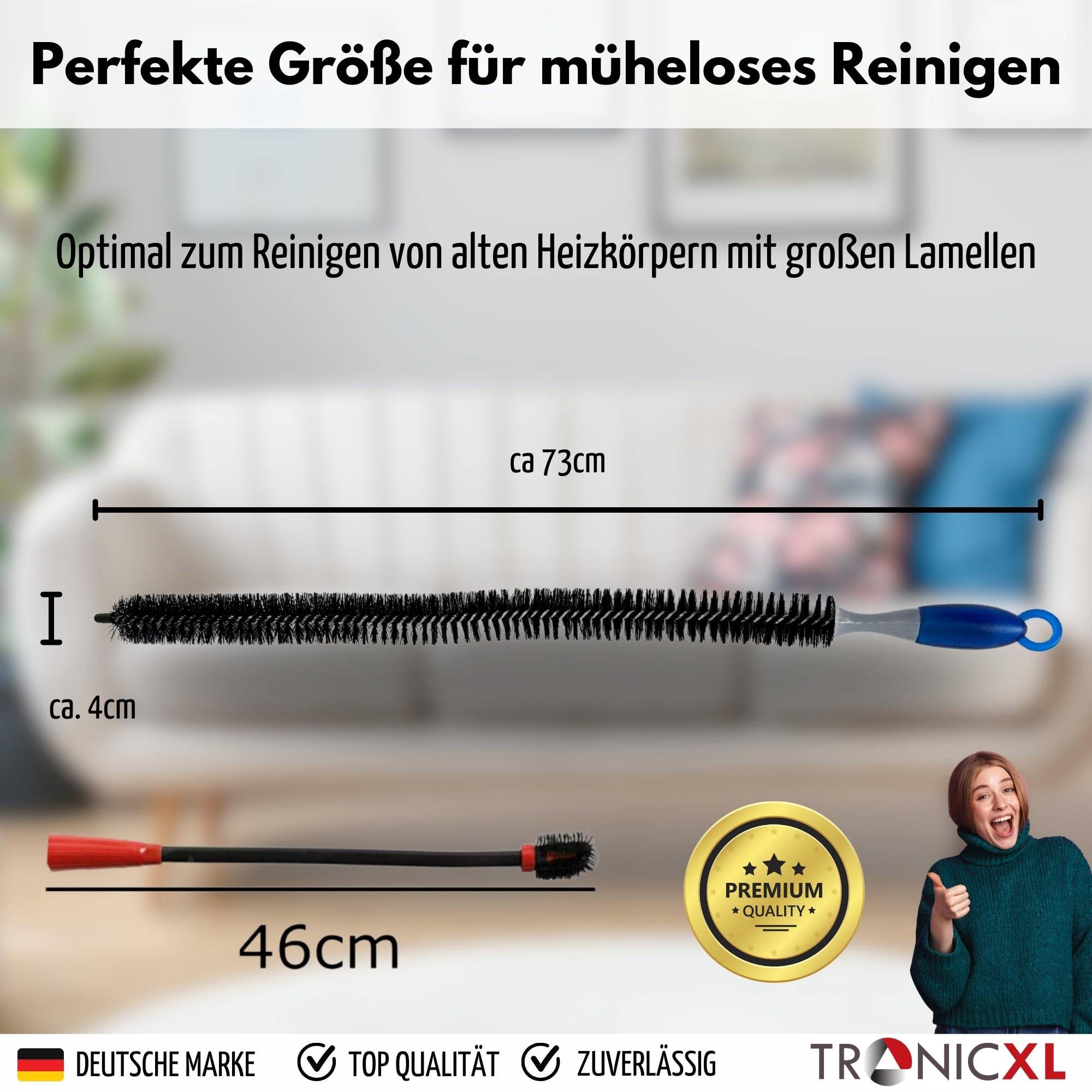XXL Heizkörper Bürste + Düse Aufsatz für Staubsauger Heizkörperreiniger zum Reinigen für alte Rippenheizkörper Lamellen Heizung Reinigungsbürs