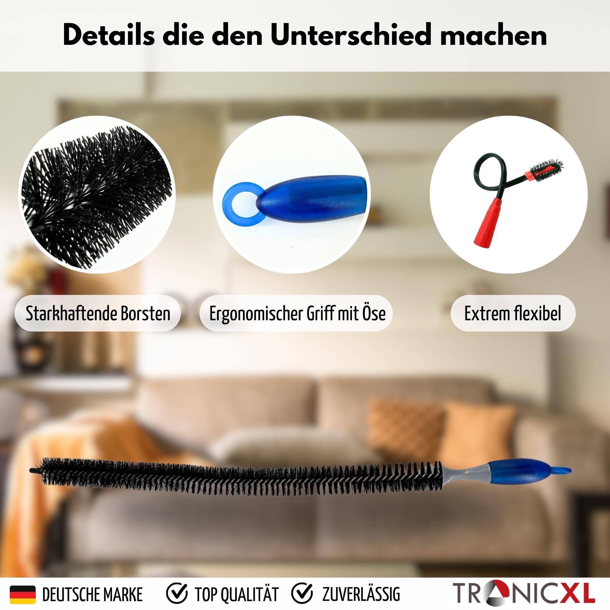 XXL Heizkörper Bürste + Düse Aufsatz für Staubsauger Heizkörperreiniger zum Reinigen für alte Rippenheizkörper Lamellen Heizung Reinigungsbürs