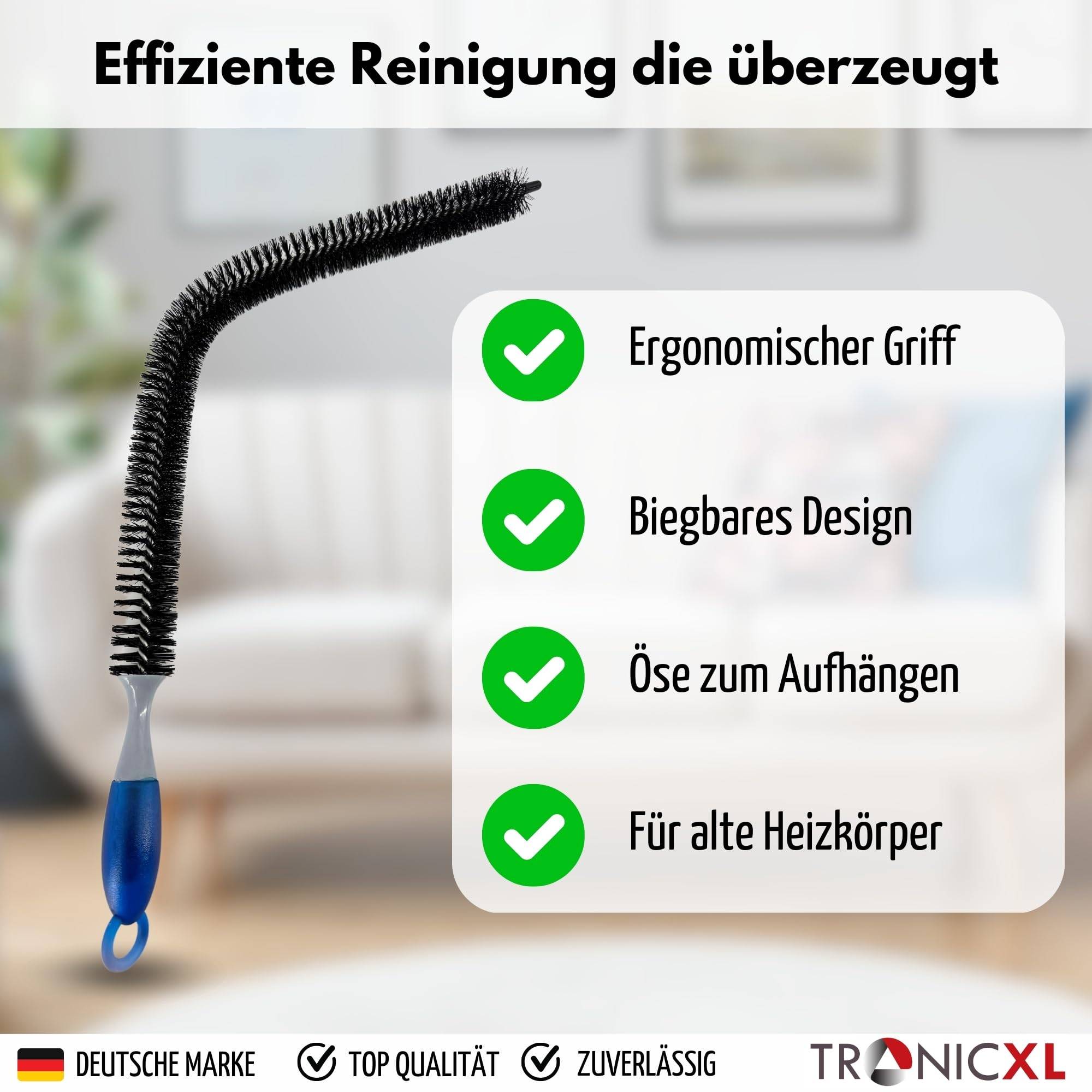 XXL Heizkörper Bürste + Düse Aufsatz für Staubsauger Heizkörperreiniger zum Reinigen für alte Rippenheizkörper Lamellen Heizung Reinigungsbürs