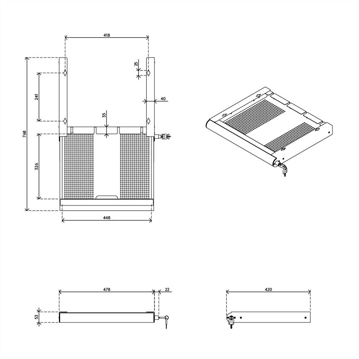 DATAFLEX Addit Laptop Sicherheits-Schublade, 620, für Laptops u.a. Geräte, weiß