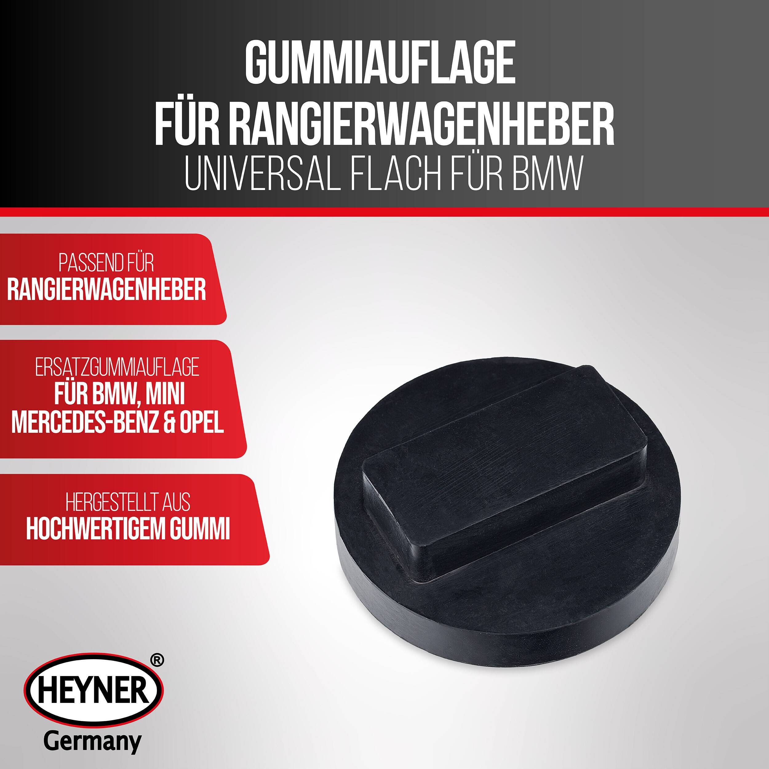HEYNER® Gummiauflage für Rangierwagenheber Wagenheber Ersatzgummi für BMW MINI OPEL Unterbodenschutz
