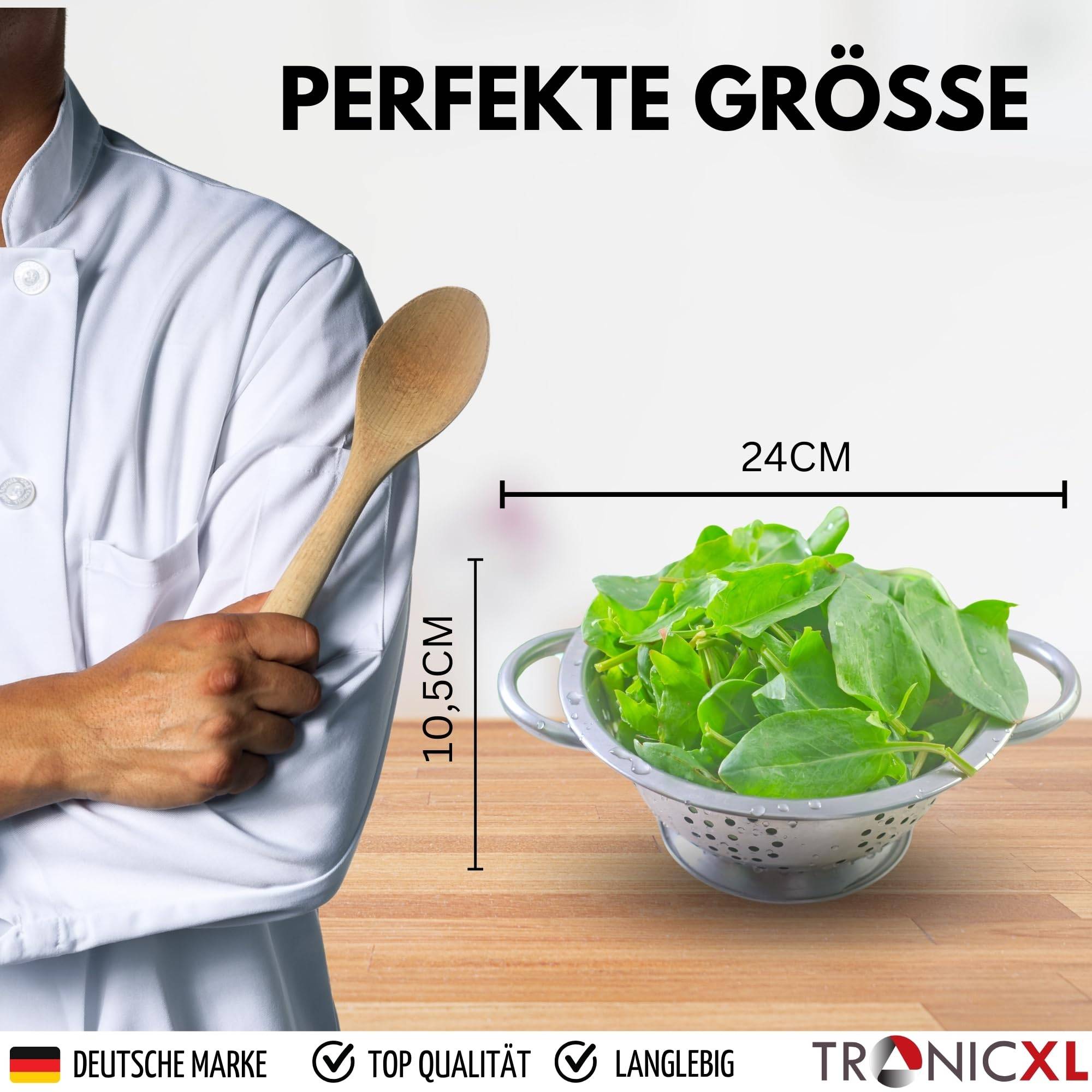 3 Stück Sieb Edelstahl Küchensieb Nudelsieb Abseiher Seiher Abtropfsieb Siebkorb Abseischüssel mit Griff und Standfunktion Ständer Standseiher Abs