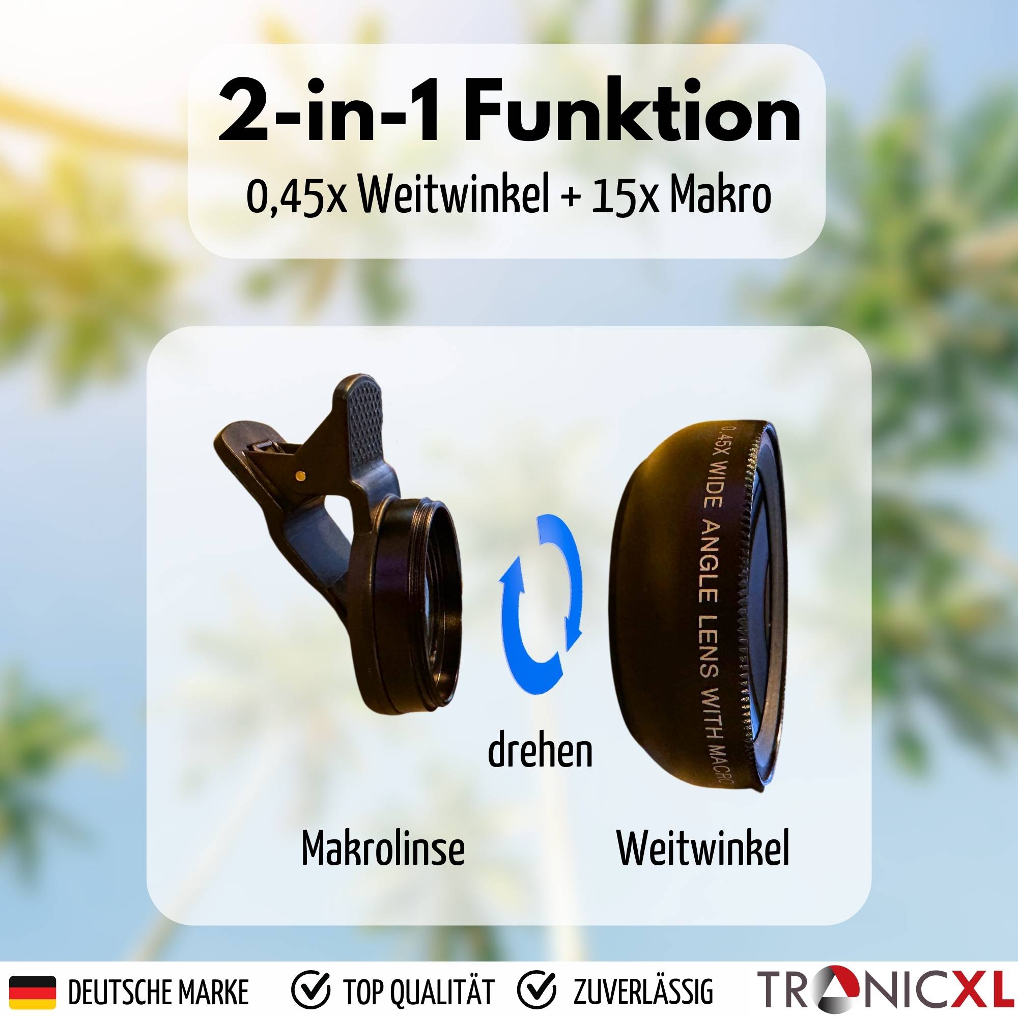Smartphone Makro Objektiv Linse Aufsatz 2-in-1 Handy-Kamera-Objektiv-Set Weitwinkel Telefonkamera kompatibel mit iPhone Samsung Pixel Android