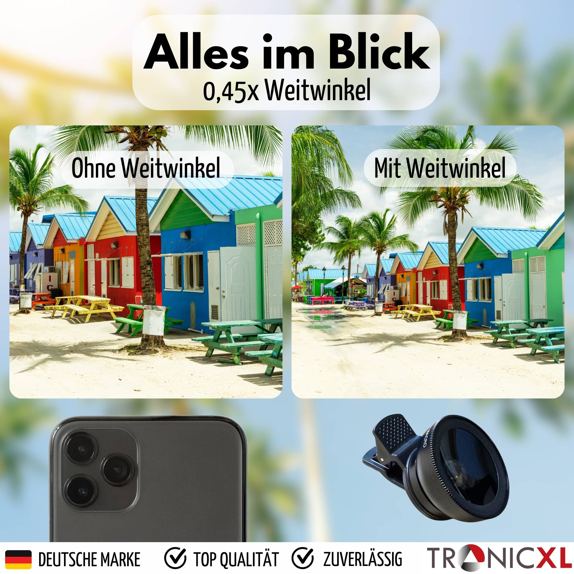 Smartphone Makro Objektiv Linse Aufsatz 2-in-1 Handy-Kamera-Objektiv-Set Weitwinkel Telefonkamera kompatibel mit iPhone Samsung Pixel Android