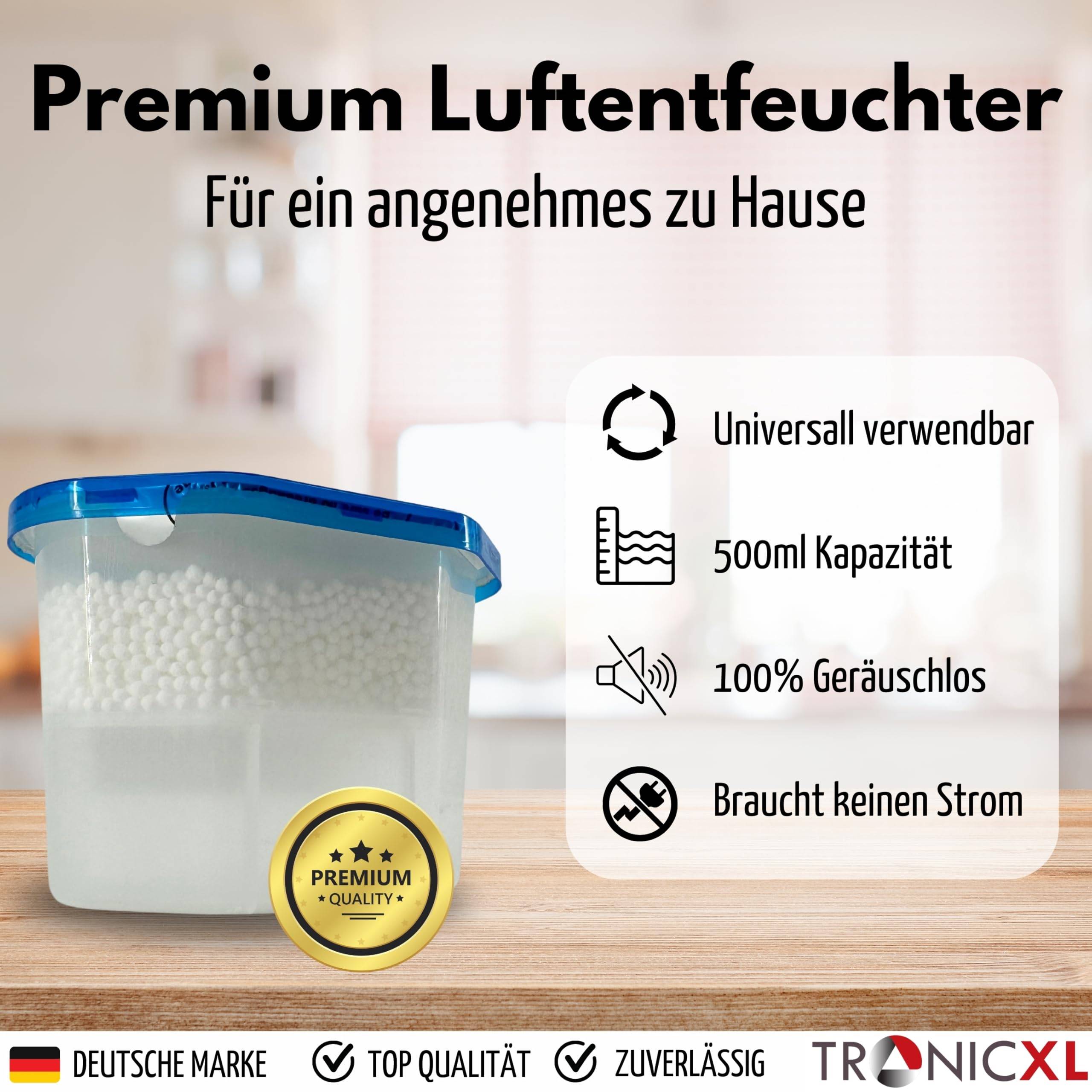 4x 500ml Luftentfeuchter Granulat Raumentfeuchter für Keller Bad Zuhause Büro ohne Strom Feuchtigkeitsabsorber
