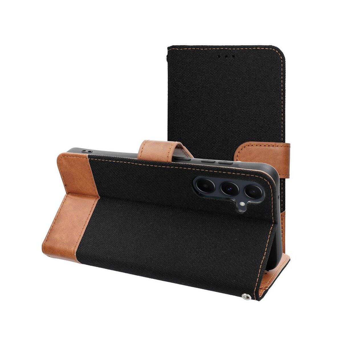 Jeans-Buch-Handyhülle kompatibel mit Samsung Galaxy A36 5G Schwarz