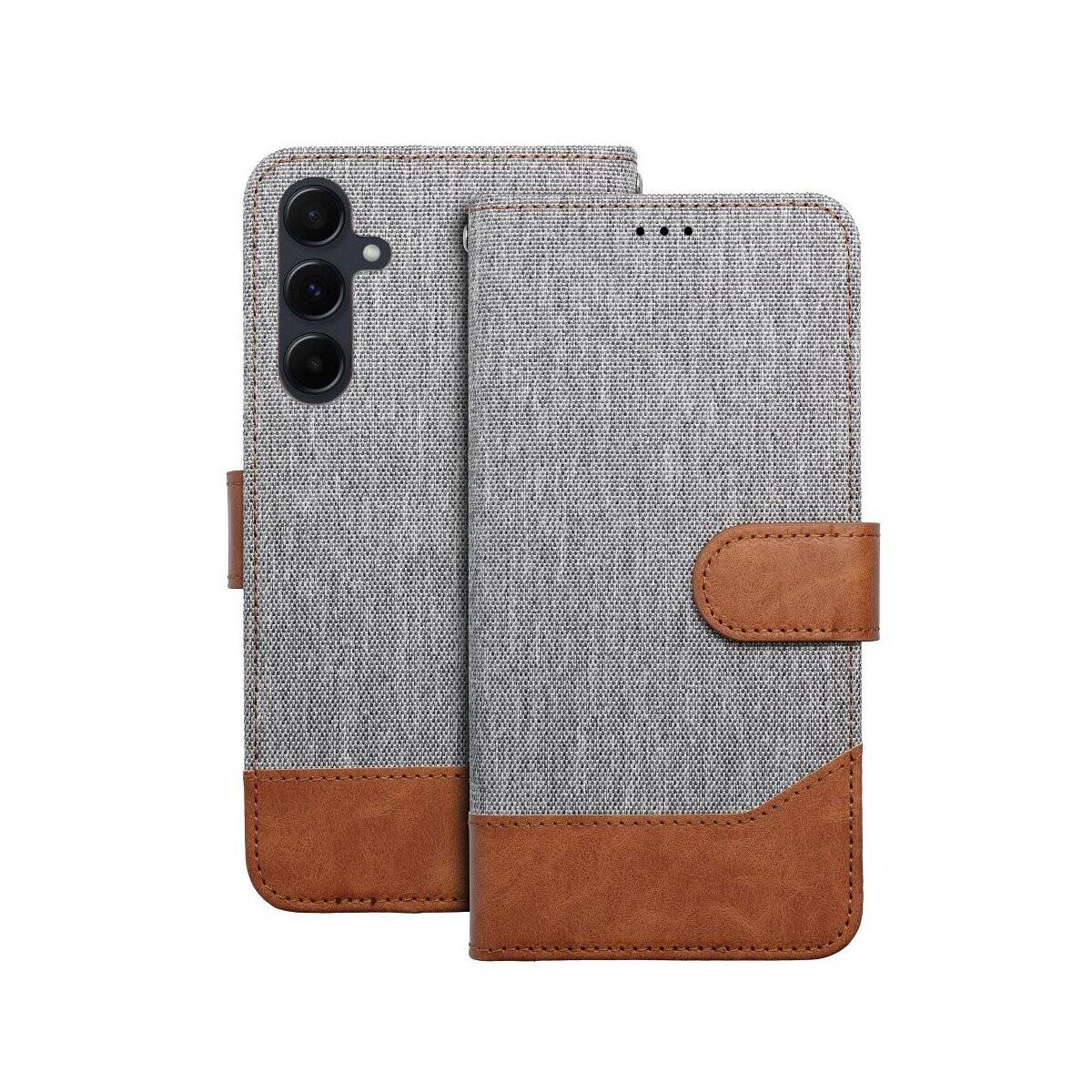 Jeans-Buch-Handyhülle kompatibel mit Samsung Galaxy A56 5G Grau