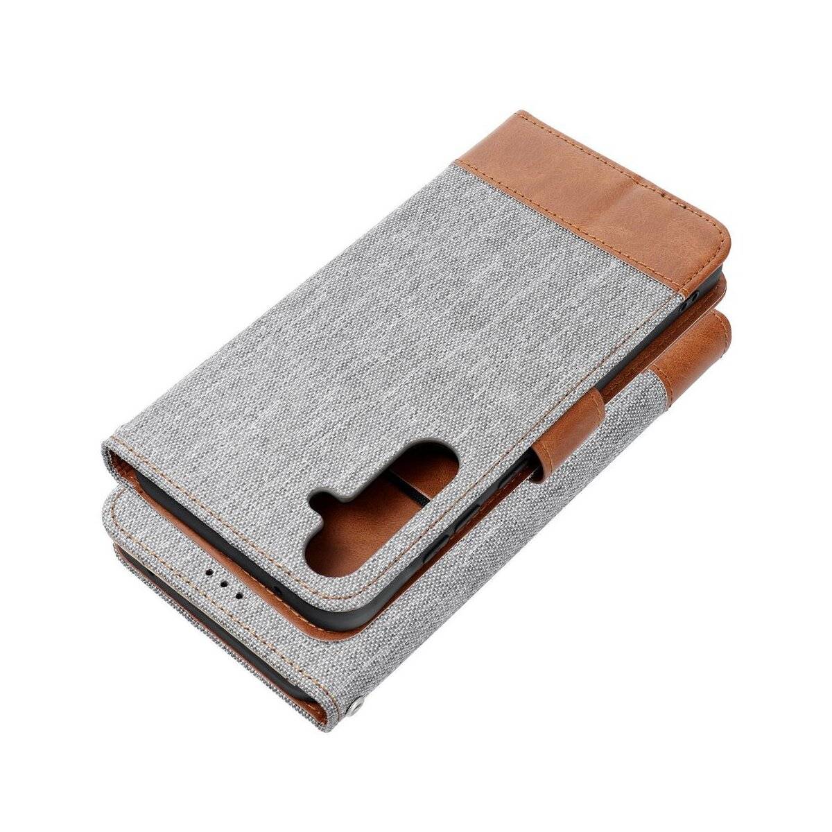 Jeans-Buch-Handyhülle kompatibel mit Samsung Galaxy A35 5G Grau