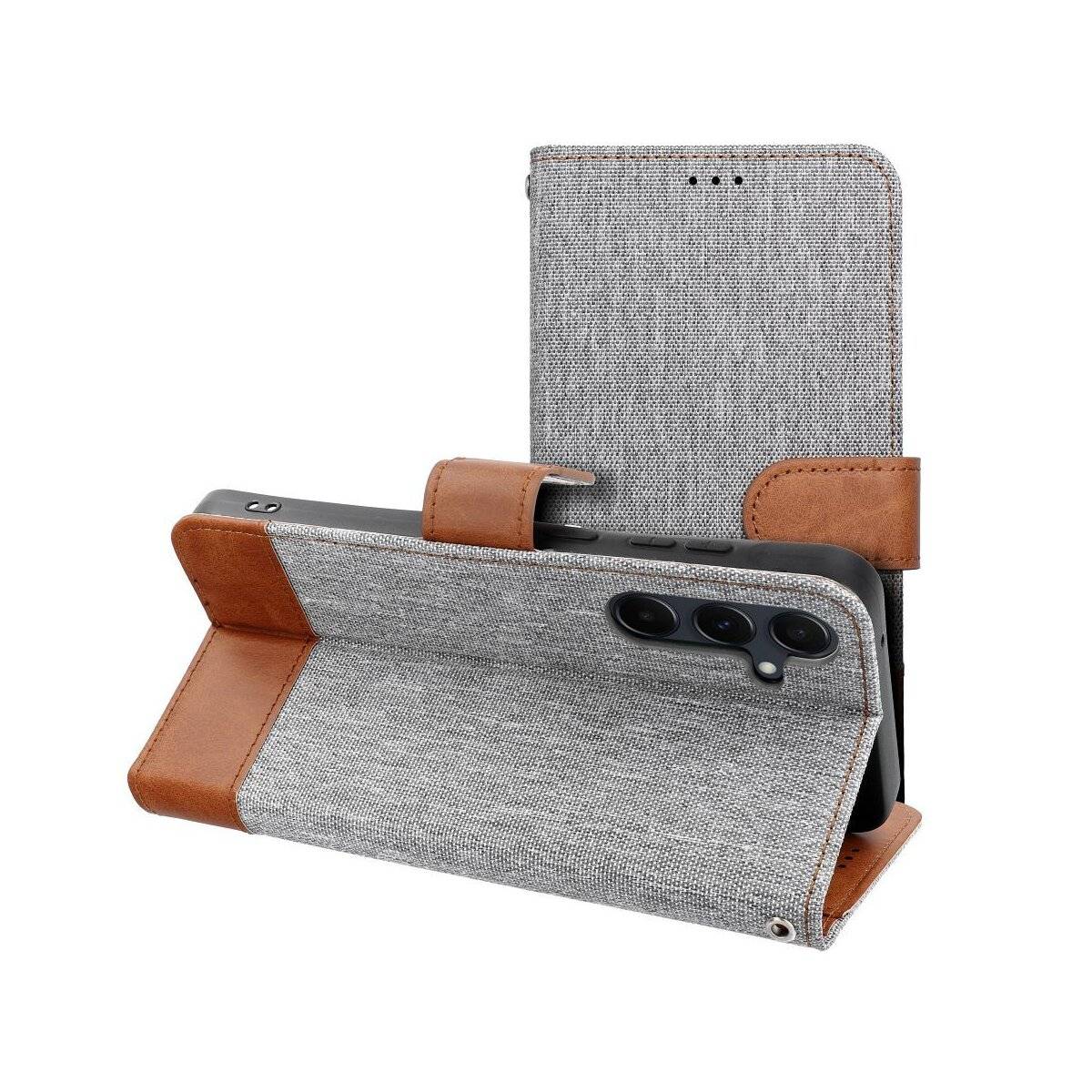 Jeans-Buch-Handyhülle kompatibel mit Samsung Galaxy A56 5G Grau