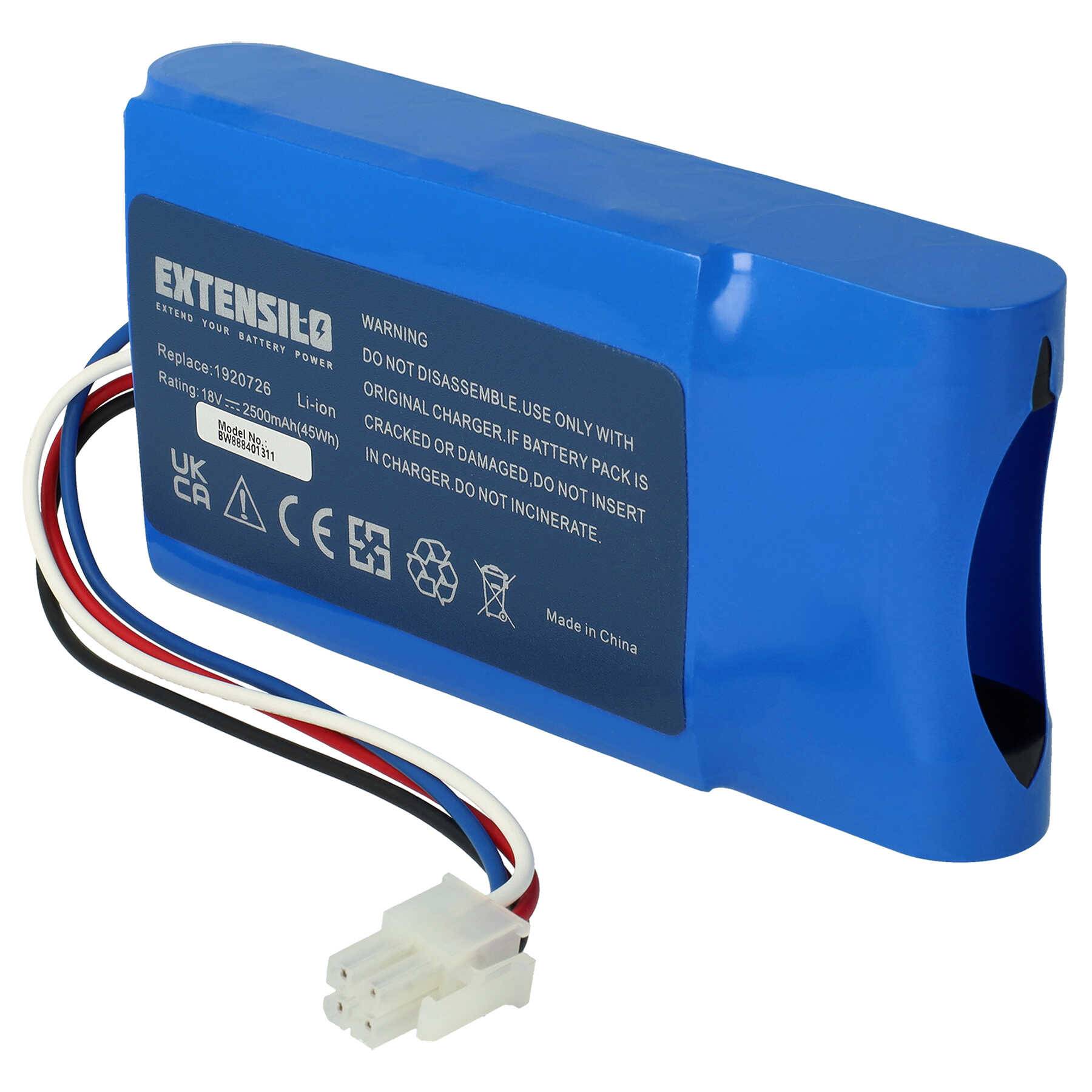 EXTENSILO Akku kompatibel mit Yard Force Amiro 400, 400i, 350i, 350 Rasenroboter Rasenmäher (2500mAh 18V Li-Ion)