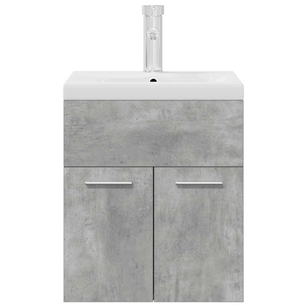 vidaXL Waschbeckenunterschrank mit Einbaubecken Wasserhahn Betongrau