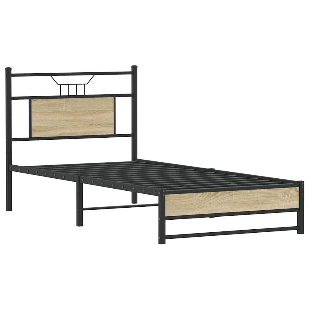 vidaXL Bettgestell ohne Matratze Sonoma-Eiche 75x190 cm Holzwerkstoff