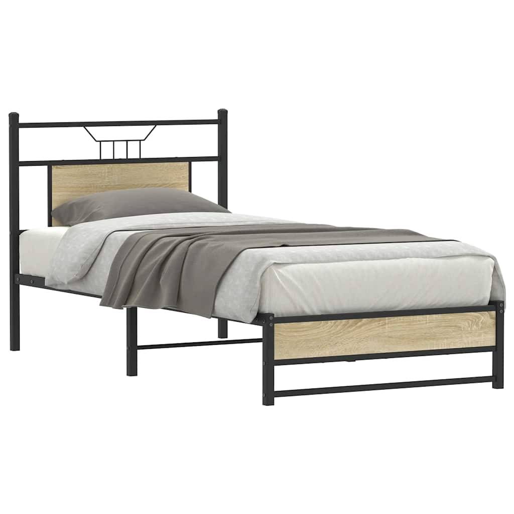 vidaXL Bettgestell ohne Matratze Sonoma-Eiche 75x190 cm Holzwerkstoff