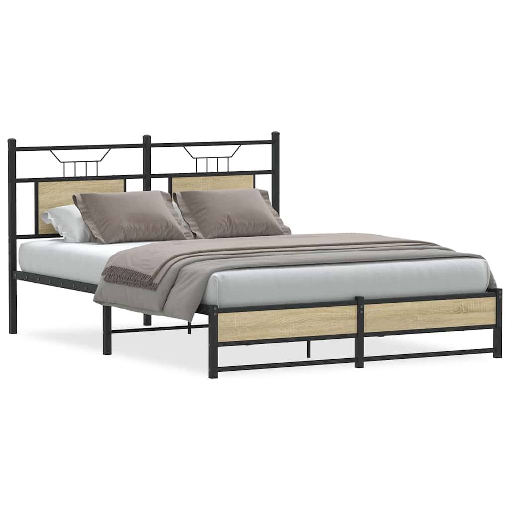 vidaXL Bettgestell ohne Matratze Sonoma-Eiche 150x200 cm Holzwerkstoff