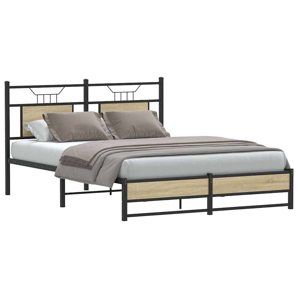 vidaXL Bettgestell ohne Matratze Sonoma-Eiche 150x200 cm Holzwerkstoff