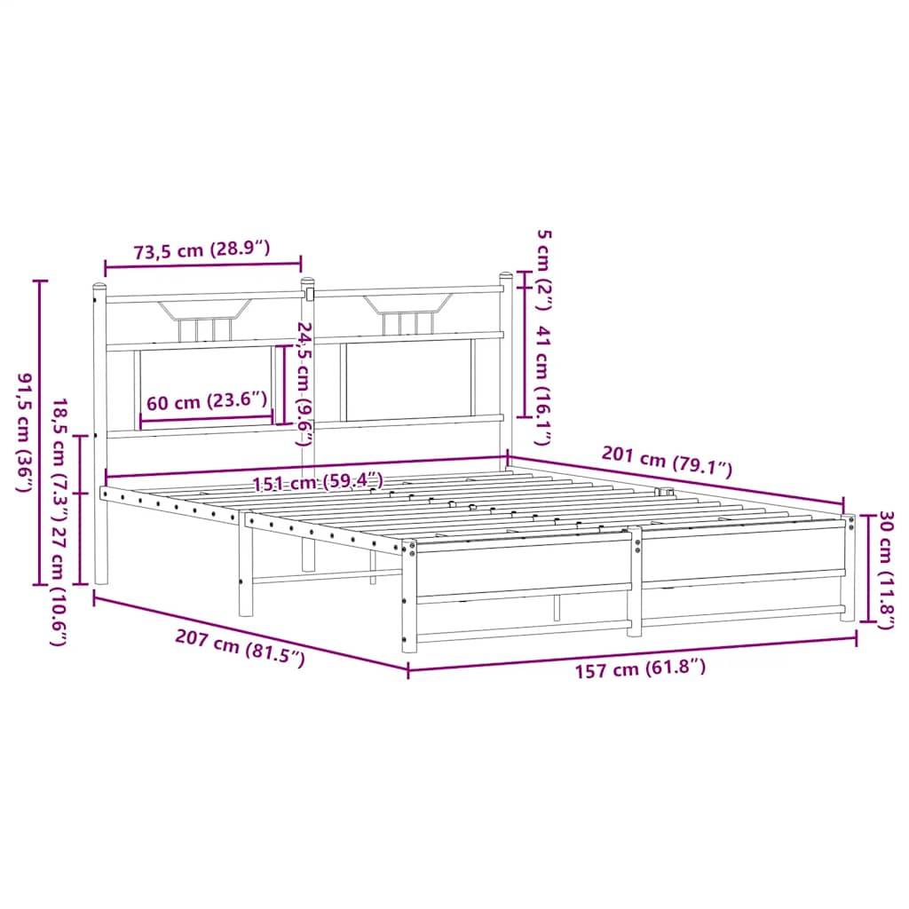 vidaXL Bettgestell ohne Matratze Sonoma-Eiche 150x200 cm Holzwerkstoff