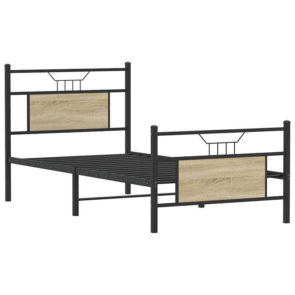 vidaXL Bettgestell ohne Matratze Sonoma-Eiche 90x200 cm Holzwerkstoff