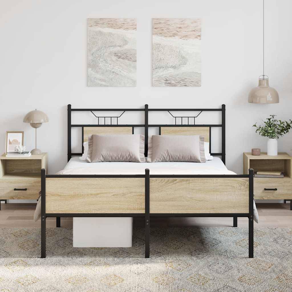 vidaXL Bettgestell ohne Matratze Sonoma-Eiche 140x200 cm Holzwerkstoff