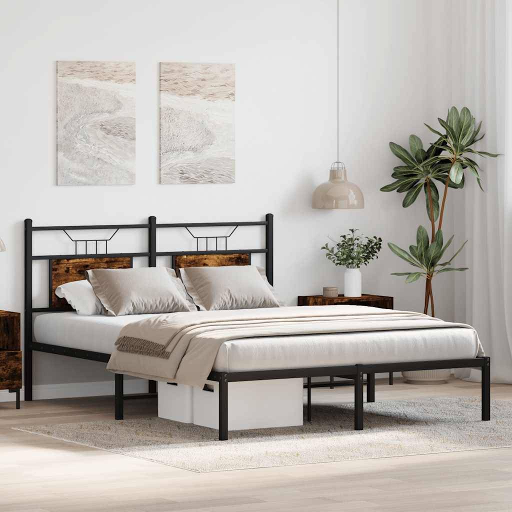 vidaXL Bettgestell ohne Matratze Räuchereiche 140x200 cm Holzwerkstoff