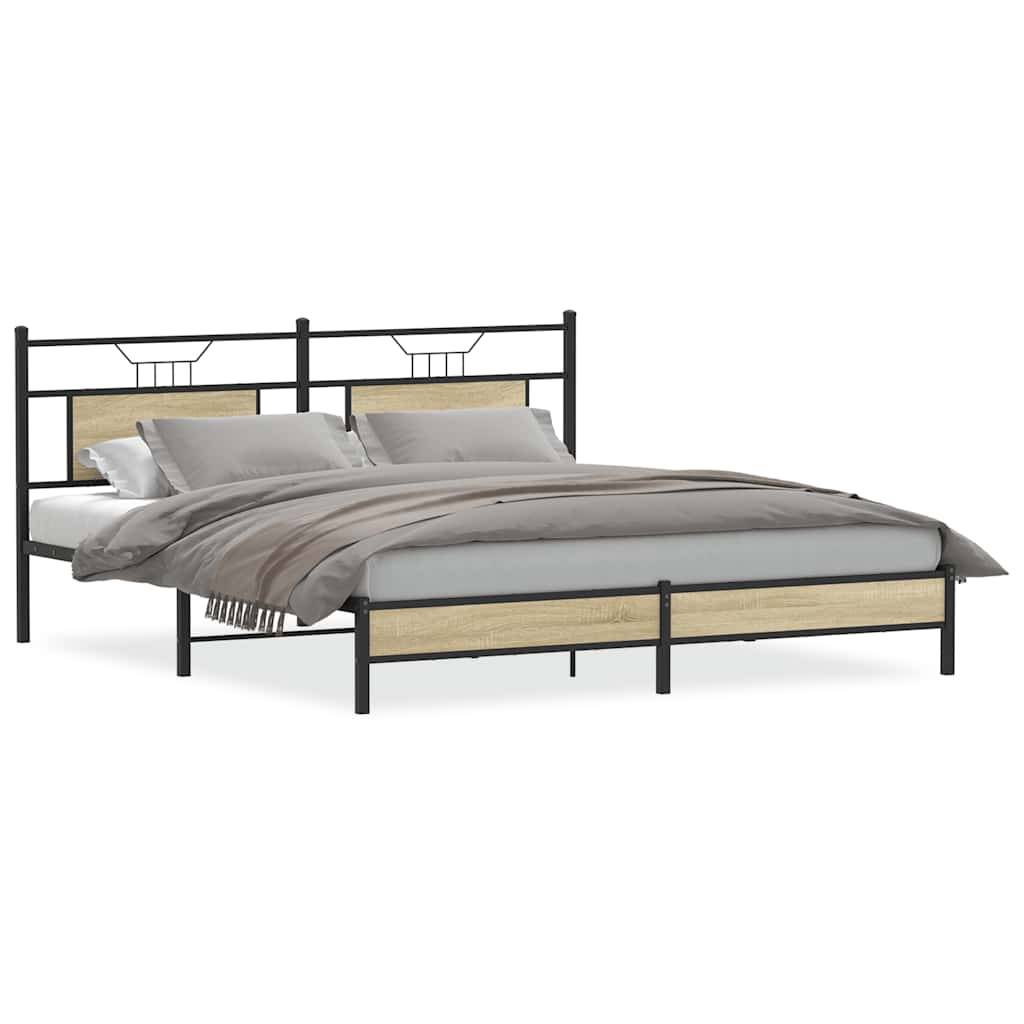 vidaXL Bettgestell ohne Matratze Sonoma-Eiche 183x203 cm Holzwerkstoff