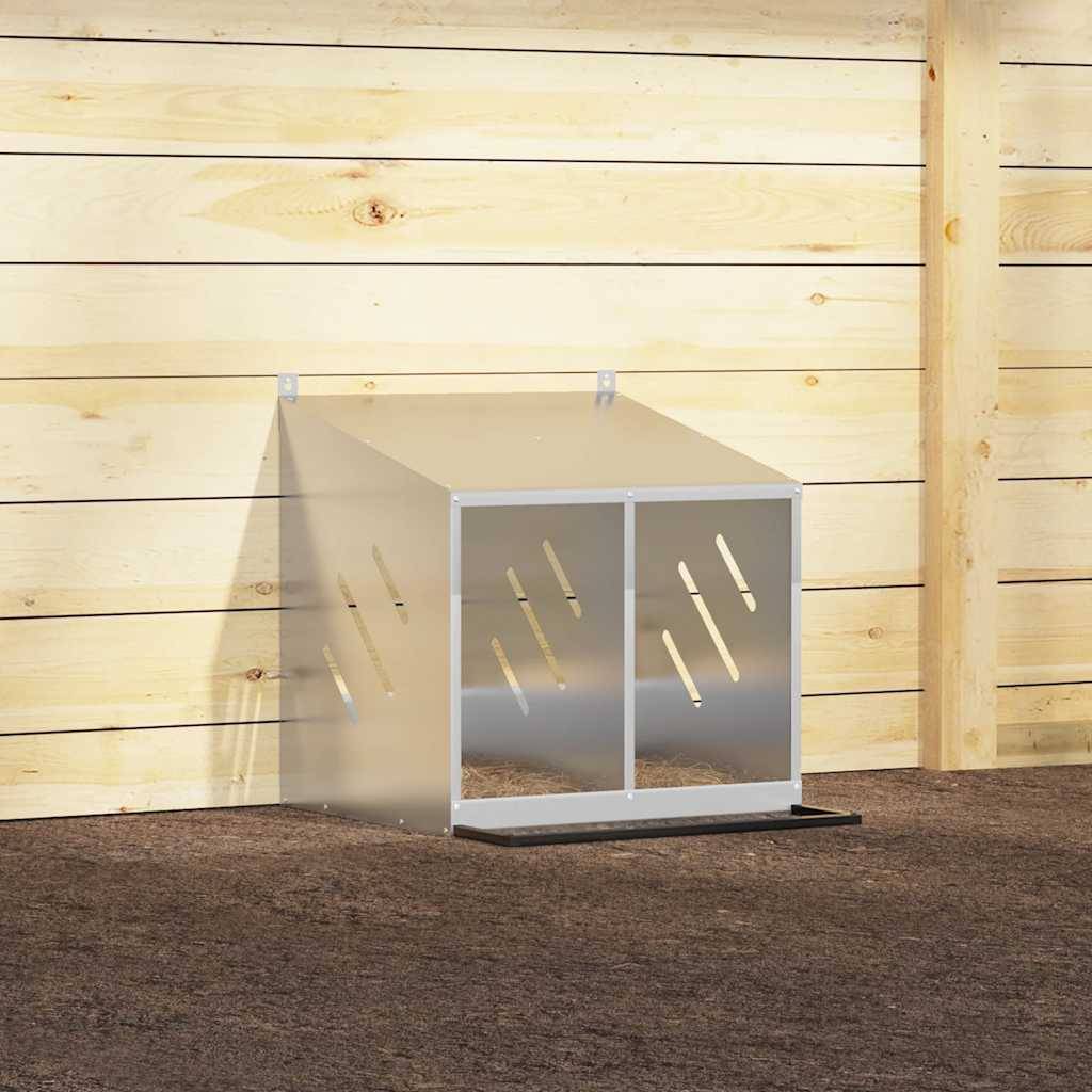 vidaXL Hühner-Nistkasten mit 2 Fächern Verzinktes Silber Metall