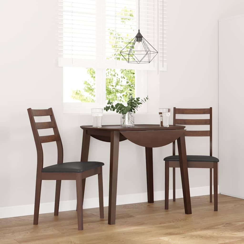vidaXL Esszimmerstühle mit Kissen 2 Stk. Braun Massivholz Gummibaum
