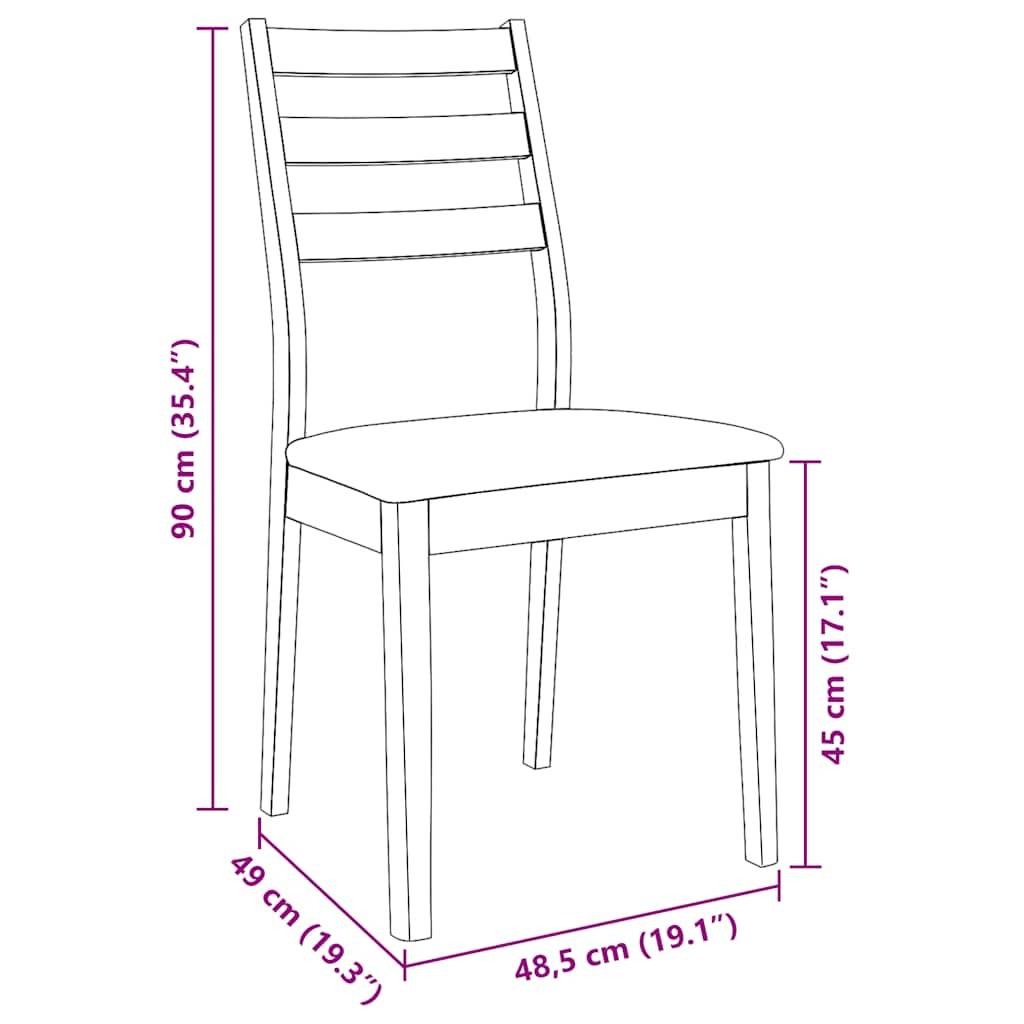 vidaXL Esszimmerstühle mit Kissen 2 Stk. Braun Massivholz Gummibaum
