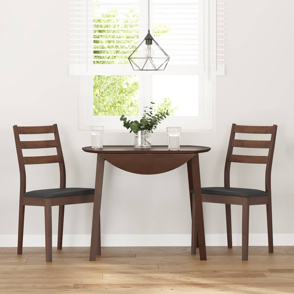 vidaXL Esszimmerstühle mit Kissen 2 Stk. Braun Massivholz Gummibaum