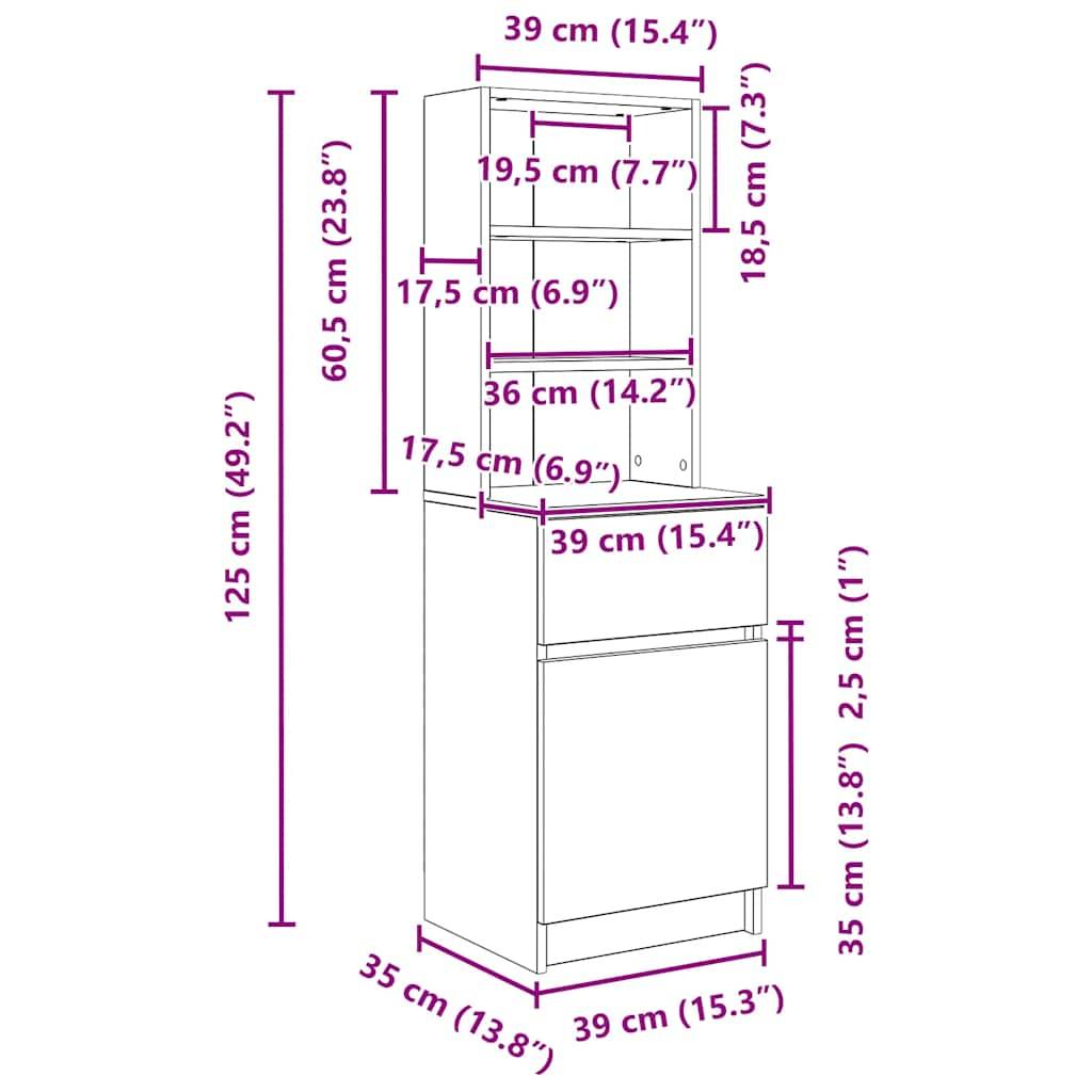 vidaXL Nachttisch Artisan-Eiche 39x35x125 cm Holzwerkstoff