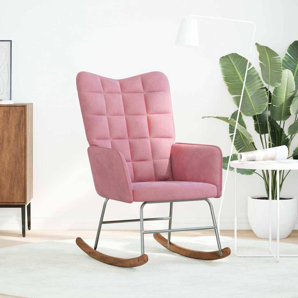 vidaXL Schaukelstuhl Rosa Samt