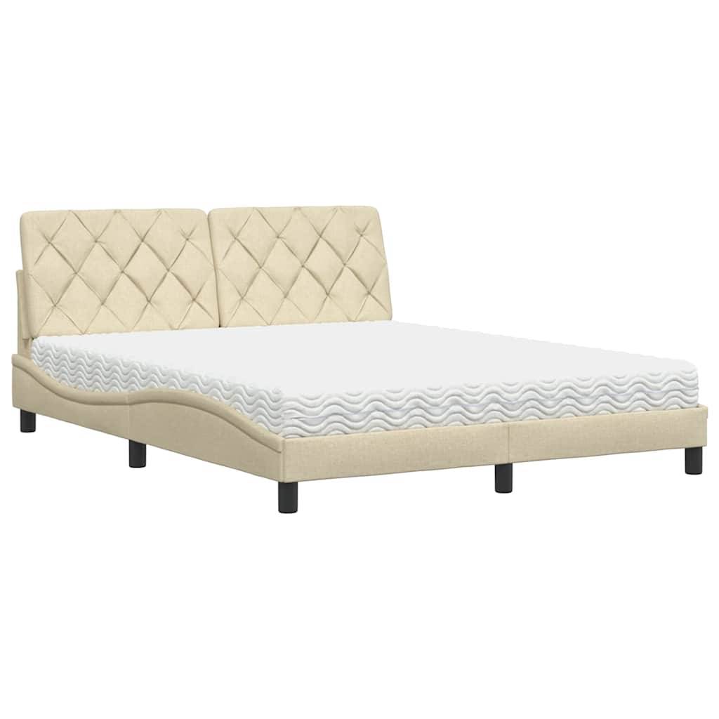 vidaXL Bett mit Matratze Creme 160x200 cm Stoff