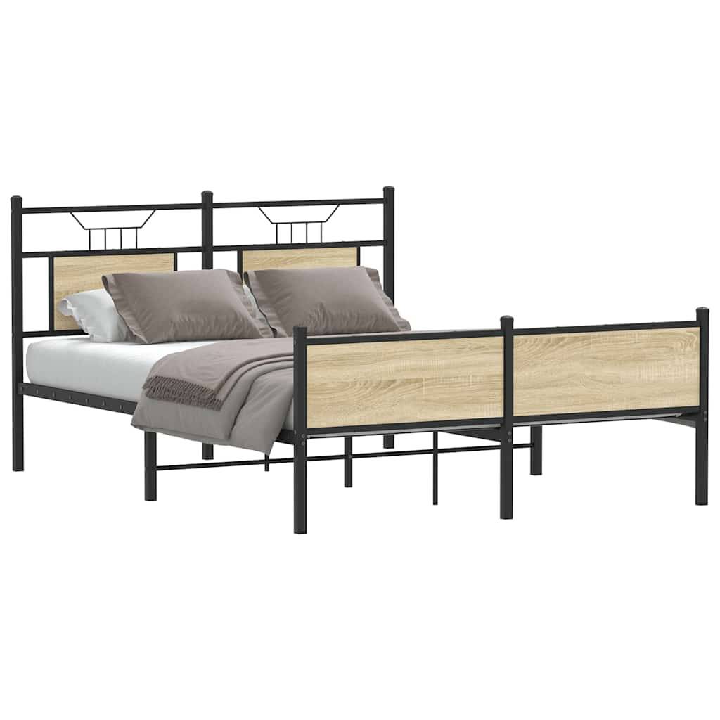 vidaXL Bettgestell ohne Matratze Sonoma-Eiche 140x200 cm Holzwerkstoff
