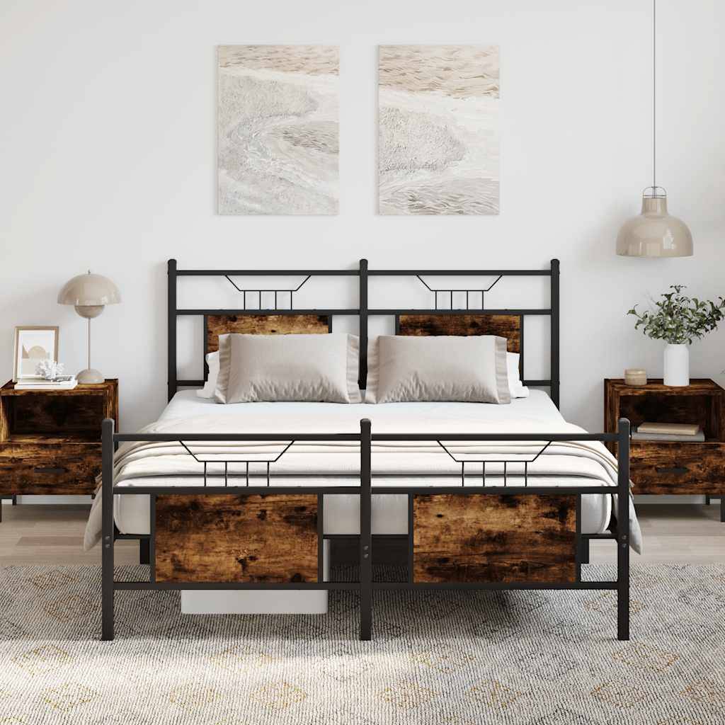 vidaXL Bettgestell ohne Matratze Räuchereiche 150x200 cm Holzwerkstoff