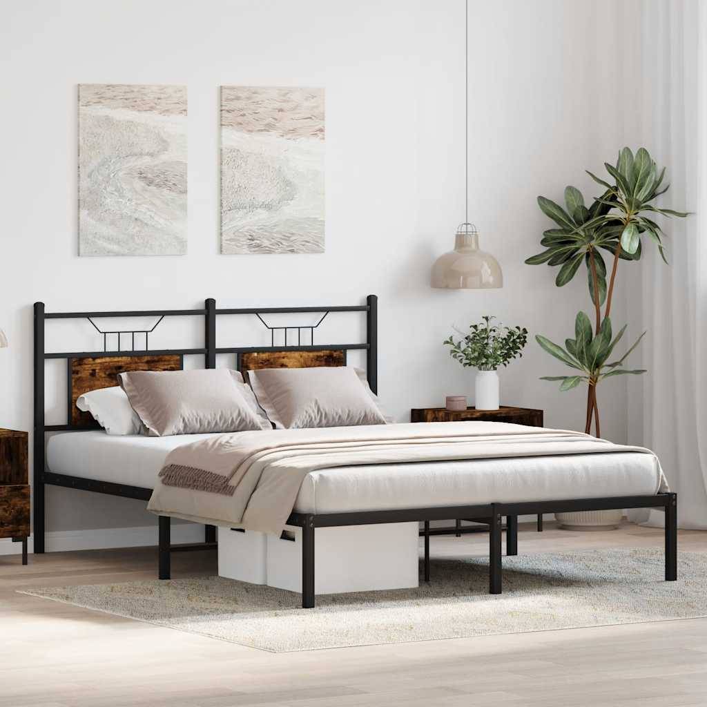 vidaXL Bettgestell ohne Matratze Räuchereiche 150x200 cm Holzwerkstoff