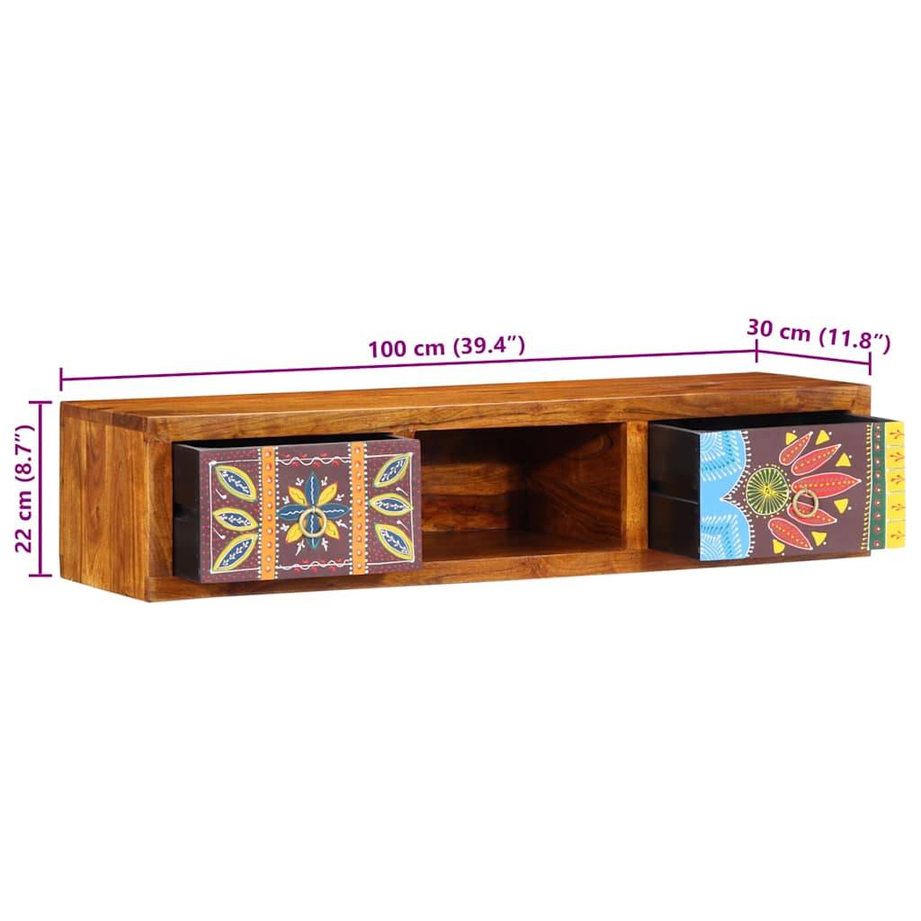 vidaXL TV-Wandschrank Mehrfarbig 100x30x22 cm Massivholz Akazie
