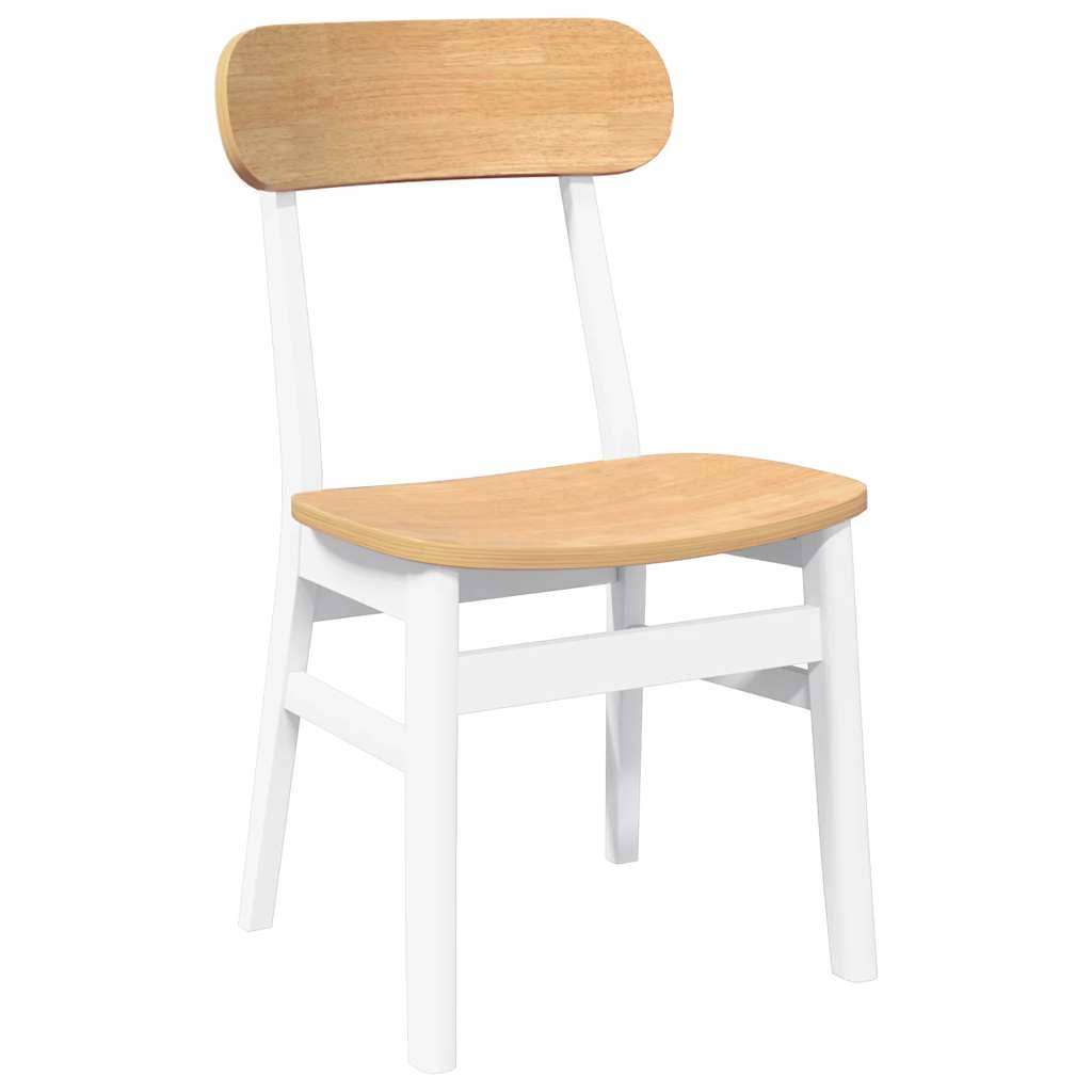 vidaXL Esszimmerstühle 2 Stk. Weiß Massivholz Gummibaum