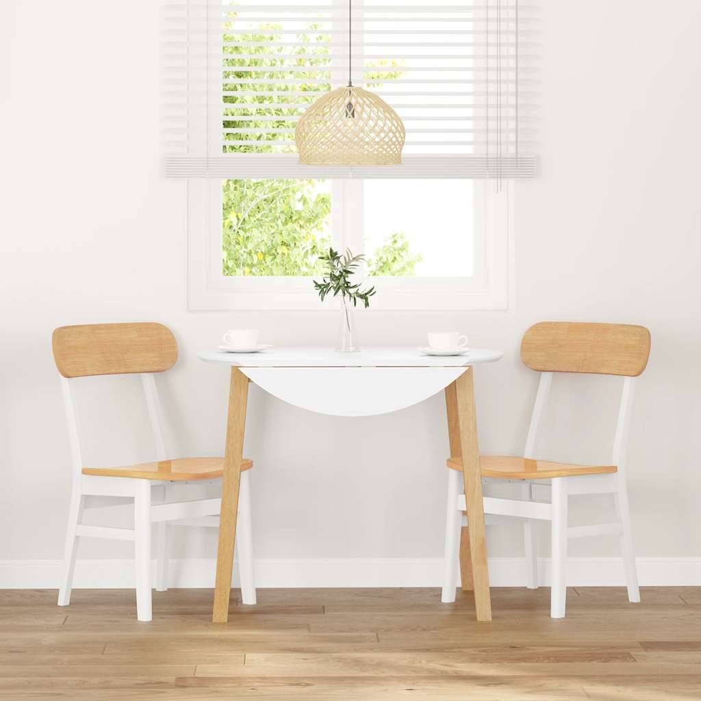 vidaXL Esszimmerstühle 2 Stk. Weiß Massivholz Gummibaum