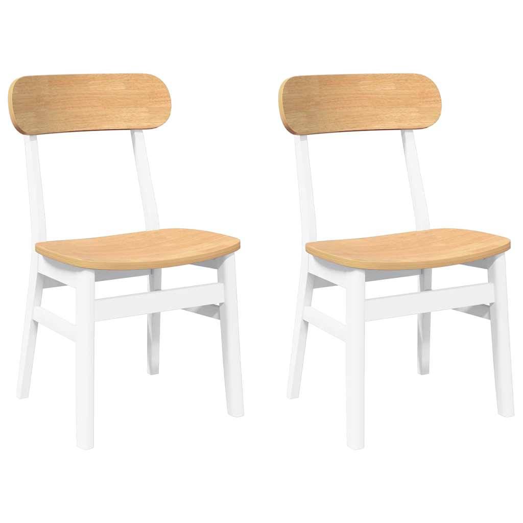 vidaXL Esszimmerstühle 2 Stk. Weiß Massivholz Gummibaum