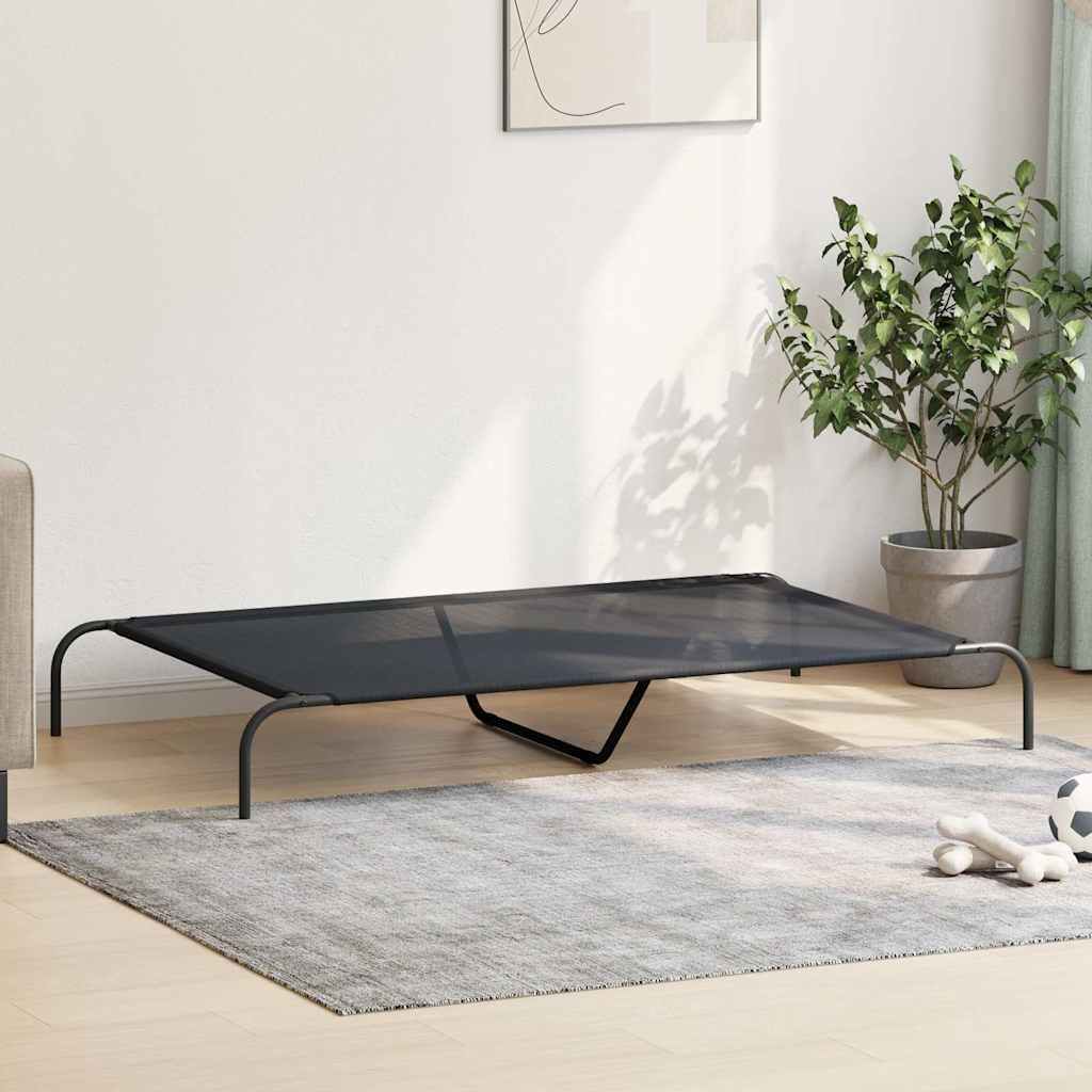 vidaXL Hundebett Erhöht Schwarz 150x90x20 cm Textilene und Stahl