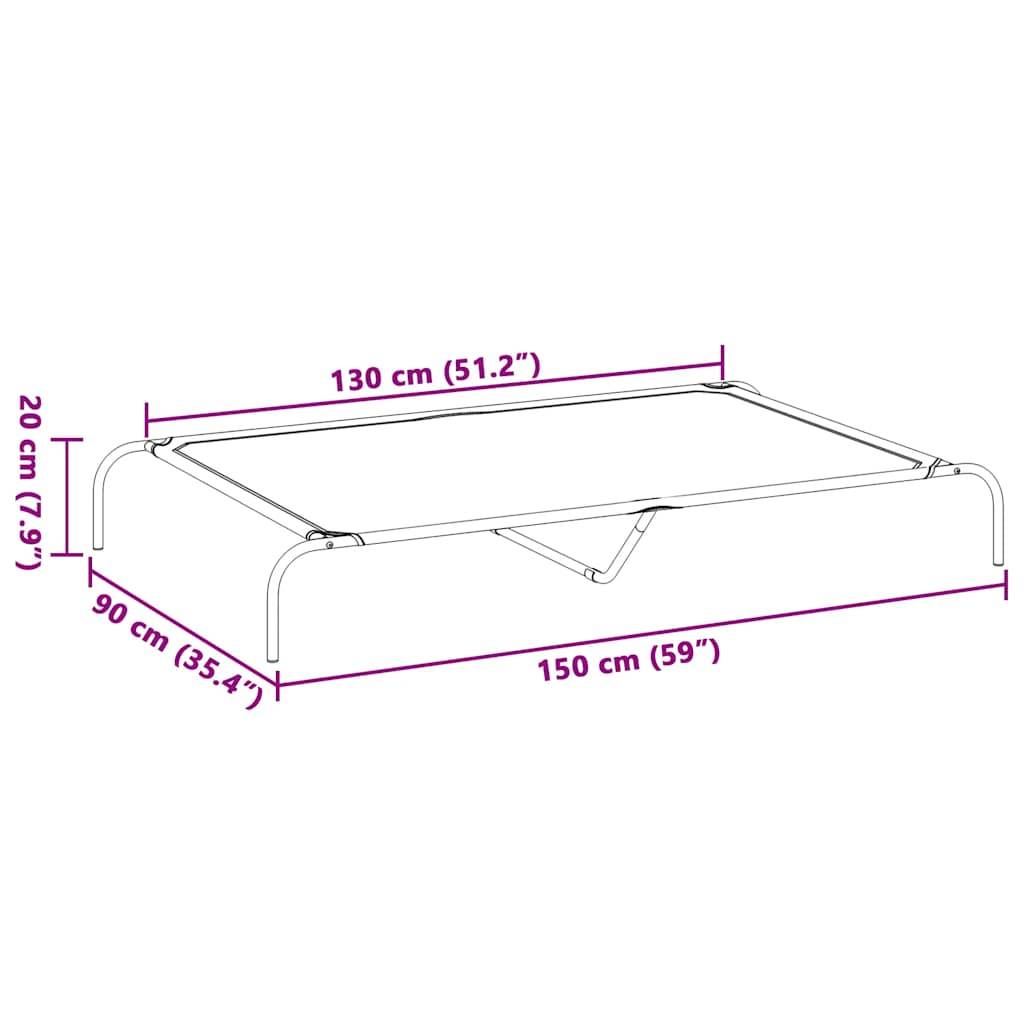 vidaXL Hundebett Erhöht Schwarz 150x90x20 cm Textilene und Stahl