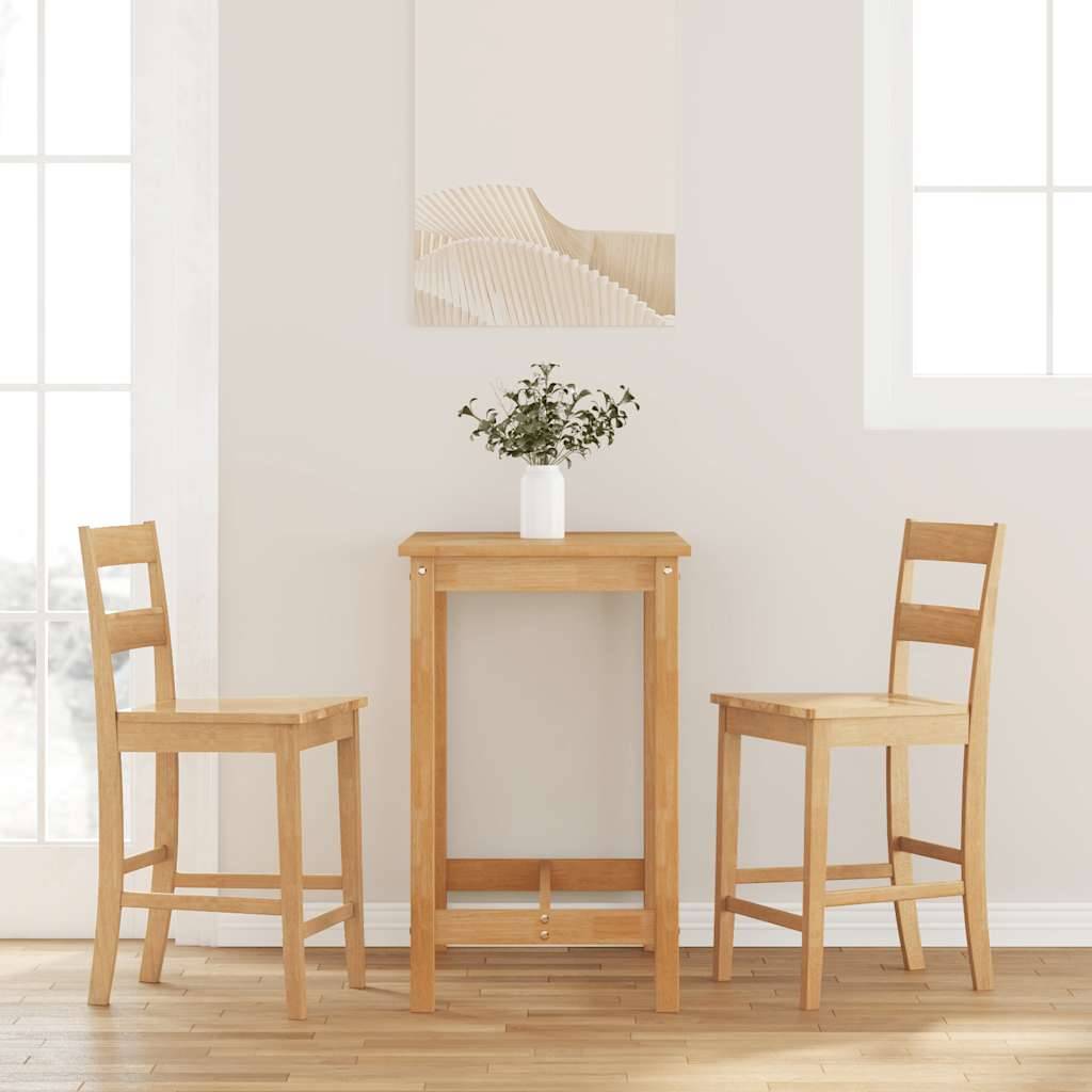 vidaXL Barhocker 2 Stk. Natur Massivholz Gummibaum