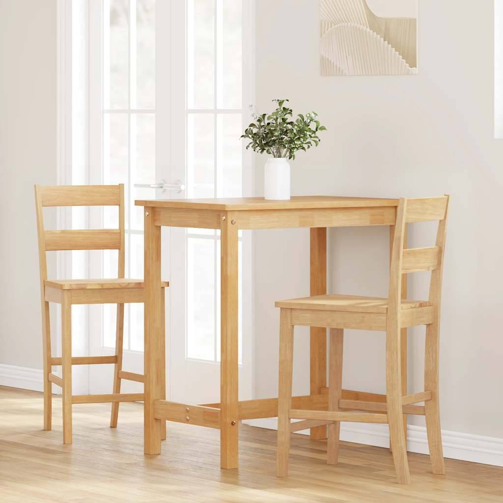 vidaXL Barhocker 2 Stk. Natur Massivholz Gummibaum