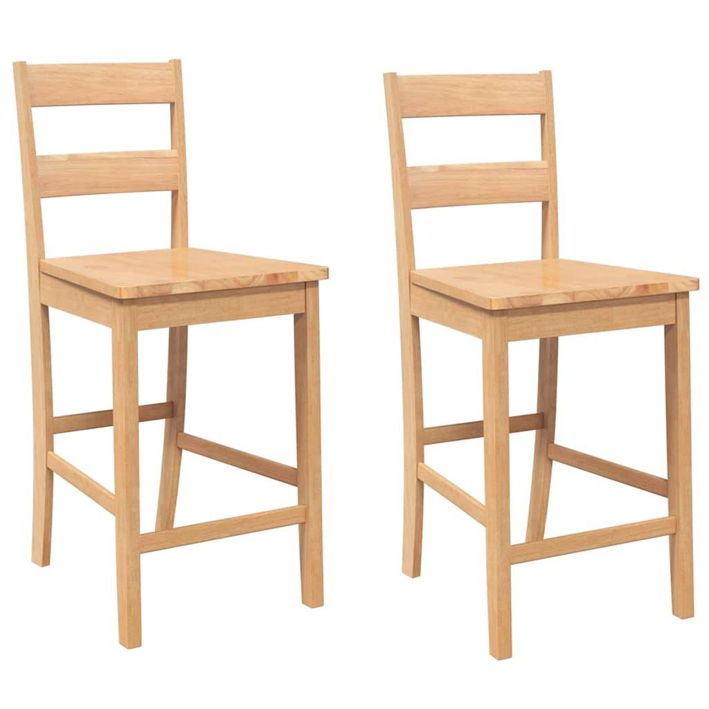 vidaXL Barhocker 2 Stk. Natur Massivholz Gummibaum