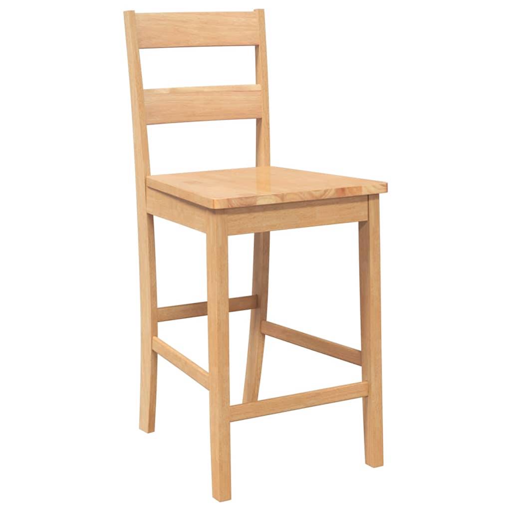 vidaXL Barhocker 2 Stk. Natur Massivholz Gummibaum