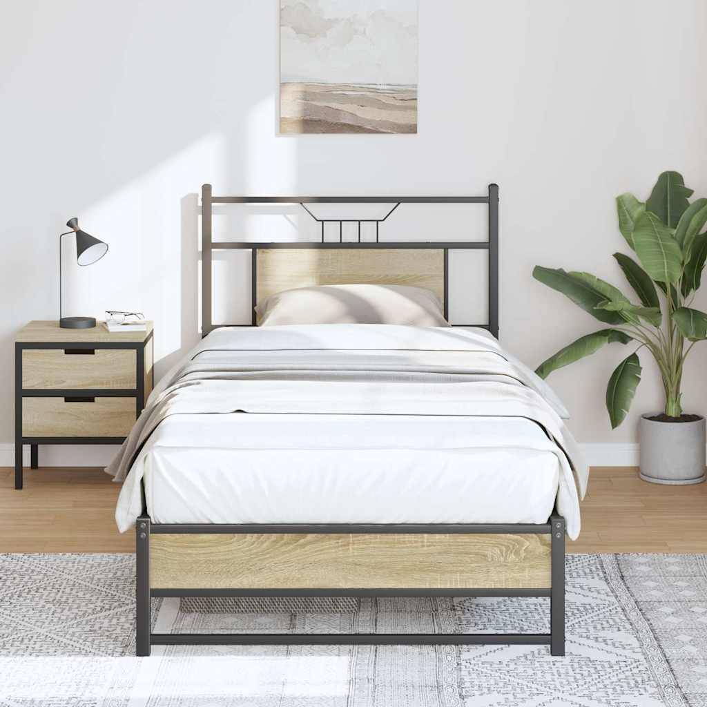 vidaXL Bettgestell ohne Matratze Sonoma-Eiche 75x190 cm Holzwerkstoff