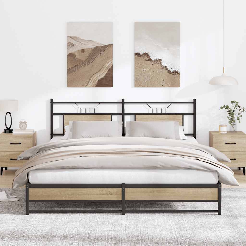 vidaXL Metallbett ohne Matratze Sonoma-Eiche 183x213 cm