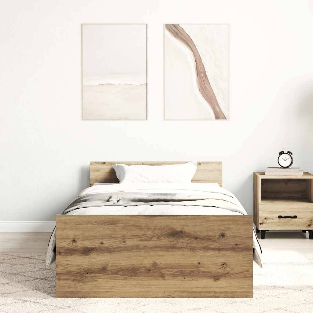 vidaXL Bettgestell ohne Matratze Artisan-Eiche 90x200cm Holzwerkstoff