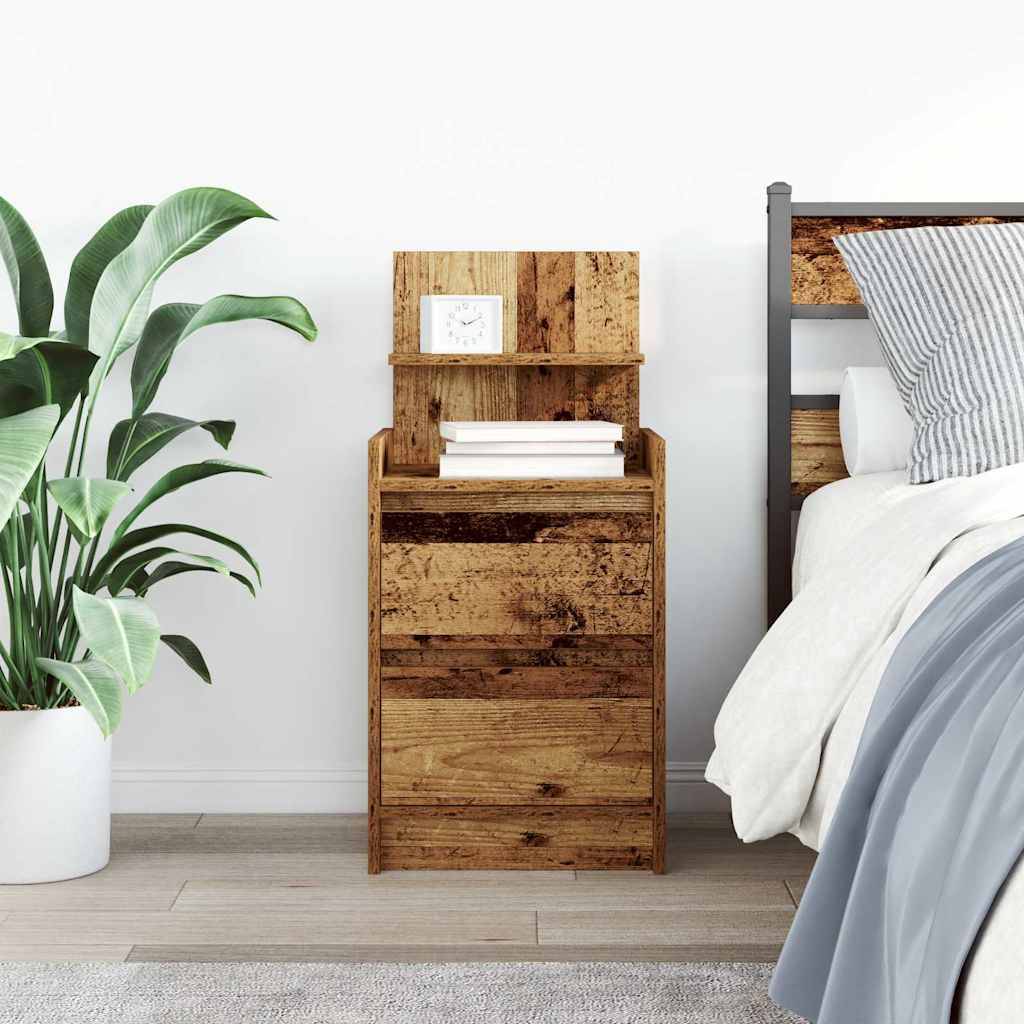 vidaXL Nachttisch mit 2 Schubladen Altholz-Optik 38x34x80 cm